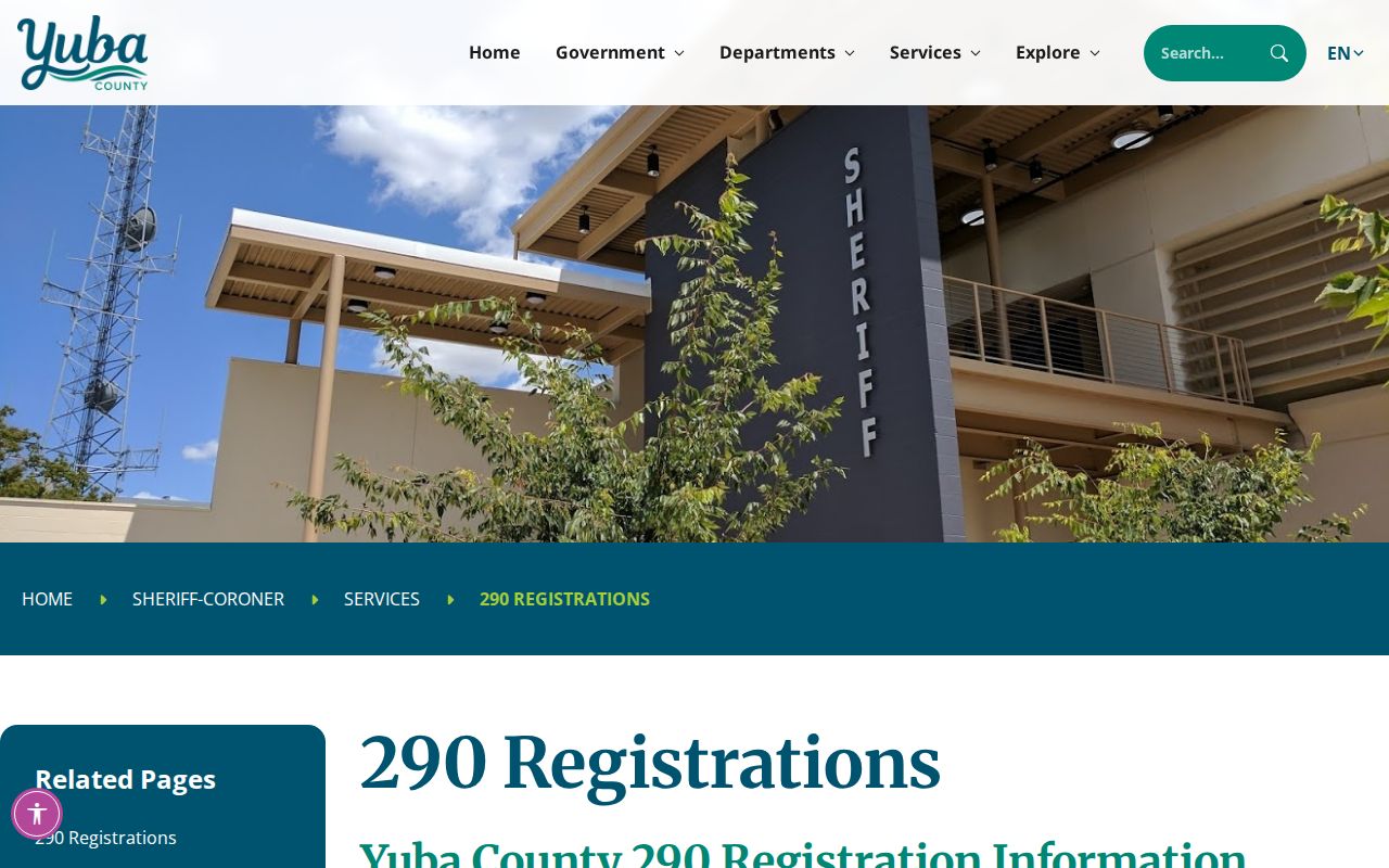 Yuba County Sheriff Penal Code 290 registration instructions